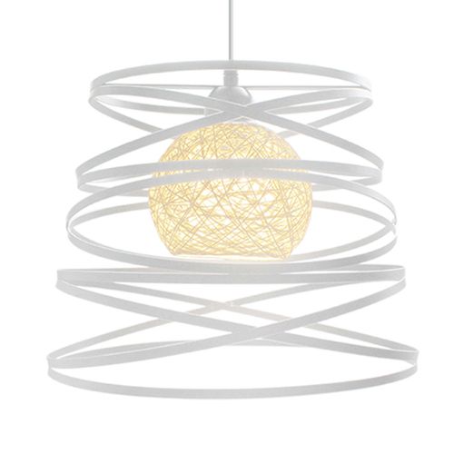Suspension Industrielle 30cm E27 Lustre Abat-jour Ressort Moderne Plafonnier Sans Ampoule Blanc