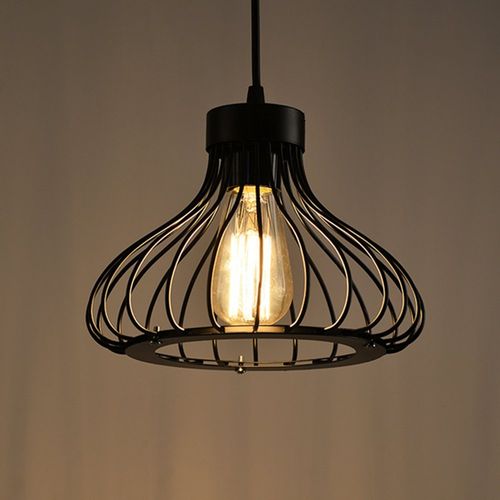 Suspension Industriel E27 Lustre Cage Metal Pour Cuisine Salon Chambre Noir