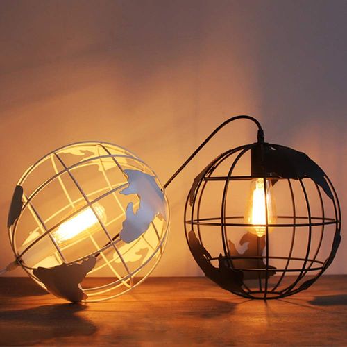 Suspension Industrielle Moderne Globe E27 Lampe De Plafond Métal Pour Cuisine Salon Chambre Noir