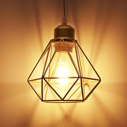 Lustre Suspension Industriel E27 Eclairage De Plafond Vintage Cage Pour Salon Chambre Salle Or