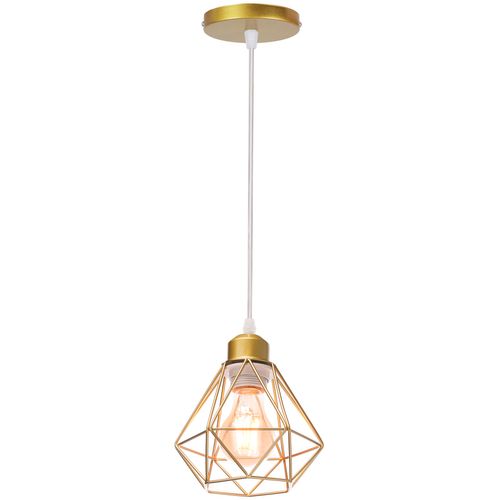 Lustre Suspension Industriel E27 Eclairage De Plafond Vintage Cage Pour Salon Chambre Salle Or