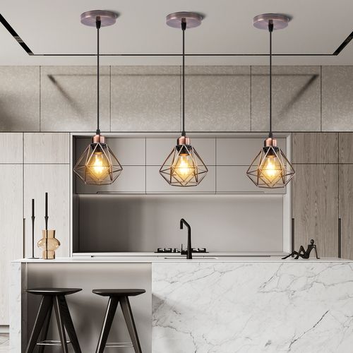 Lustre Suspension Industriel E27 Eclairage De Plafond Vintage Cage Pour Salon Chambre Salle Laiton