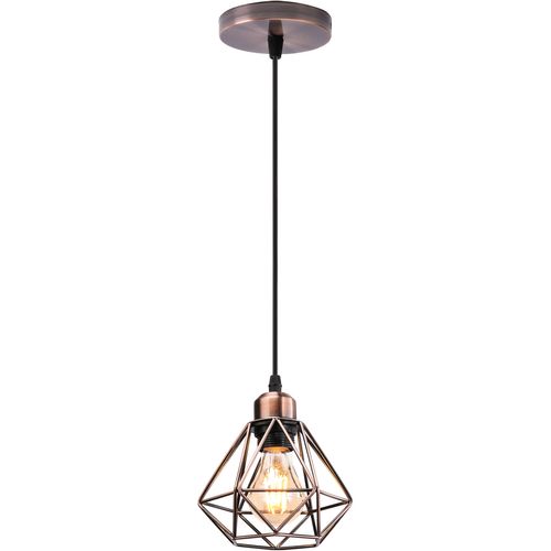 Lustre Suspension Industriel E27 Eclairage De Plafond Vintage Cage Pour Salon Chambre Salle Laiton