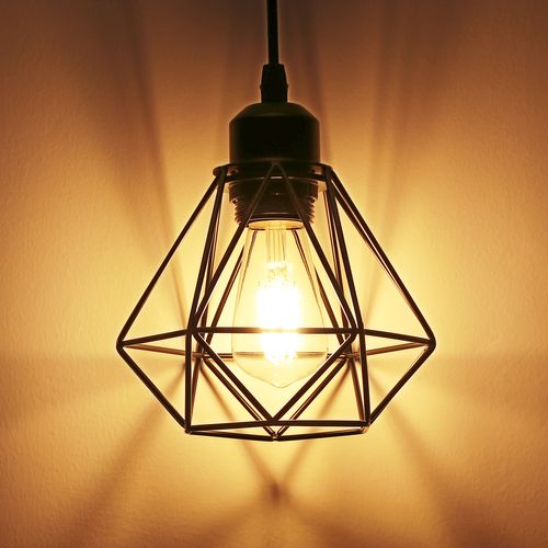 Suspension Industrielle Vintage E27 Lustre Abat-jour Cage Pour Salon Chambre Couloir Noir