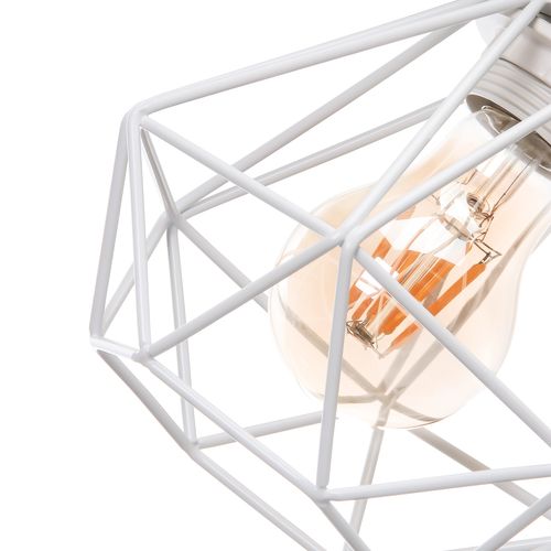 Suspension Industrielle Vintage E27 Lustre Abat-jour Cage Pour Salon Chambre Couloir Blanc