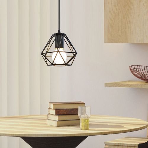 Lot De 3 Suspension Industrielle Chambre E27 Lustre De Plafond Vintage Sans Ampoule Noir