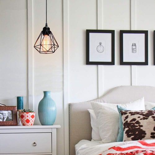 Suspension Luminaire Industrielle E27 Lustre Vintage 16cm Pour Cuisine Chambre Salon Noir