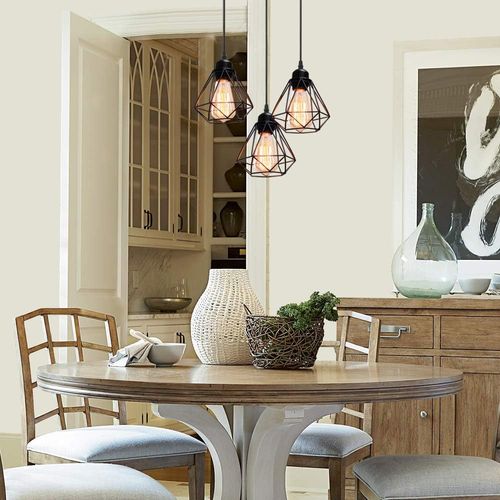 Suspension Luminaire Industrielle E27 Lustre Vintage 16cm Pour Cuisine Chambre Salon Noir