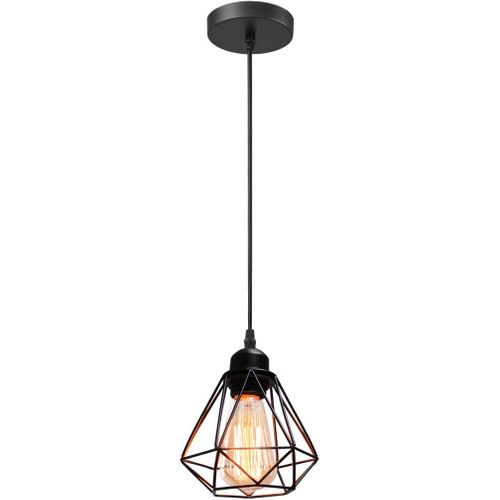 Suspension Luminaire Industrielle E27 Lustre Vintage 16cm Pour Cuisine Chambre Salon Noir