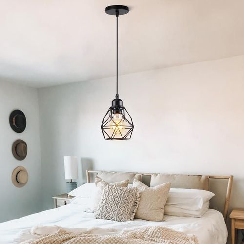 Lustre Suspension Industrielle Vintage Luminaire E27 Pour Salon Chambre Cuisine Noir