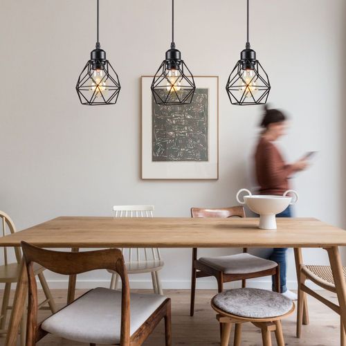 Lustre Suspension Industrielle Vintage Luminaire E27 Pour Salon Chambre Cuisine Noir