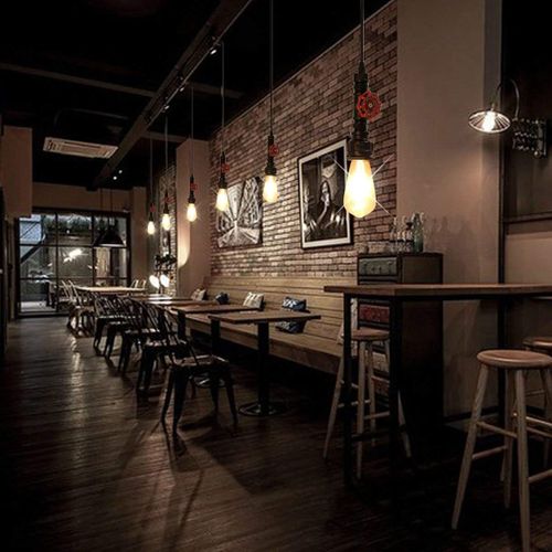 Vintage Suspension Industriel Lustre Lumière E27 Pour Café Bar Cuisine Noir