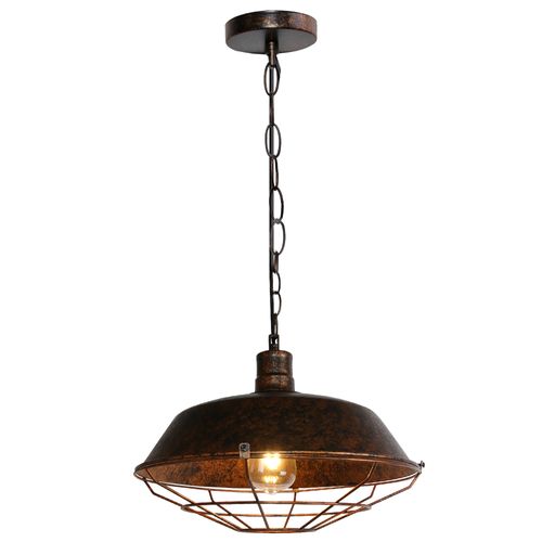Suspensions Industriel Rétro E27 Lustre Abat-jour Fer Eclairage De Plafond 36cm Rouille