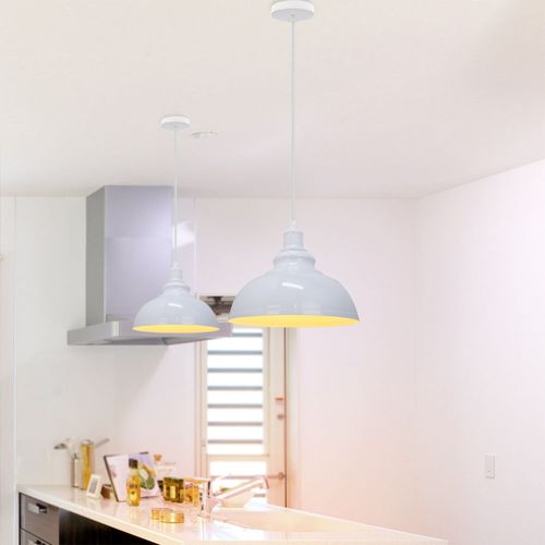 Lustre Suspension Industrielle Vintage E27 Plafonnier Pour Cuisine Salon Chambre Blanc