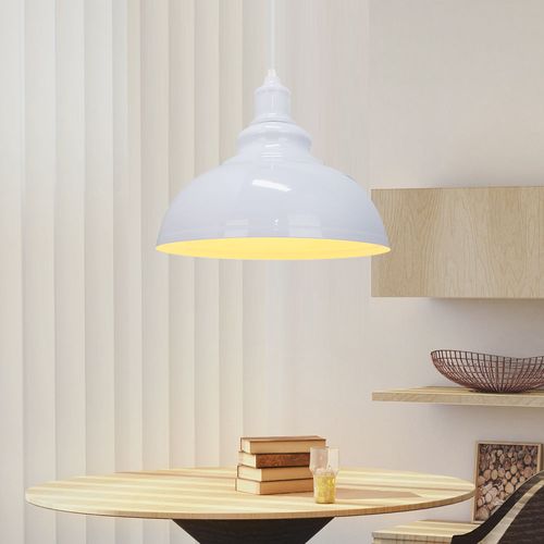 Lustre Suspension Industrielle Vintage E27 Plafonnier Pour Cuisine Salon Chambre Blanc