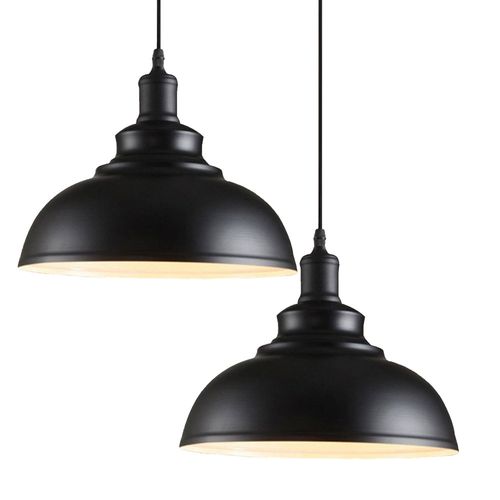 Lot De 2 Lustre Suspension Industrielle Vintage E27 Plafonnier Pour Cuisine Salon Chambre Noir Blanc