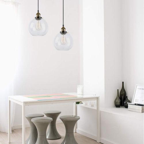 Lustre Suspension Industrielle Vintage E27 Luminaire Abat-jour En Verre Pour Cuisine Chambre Salon