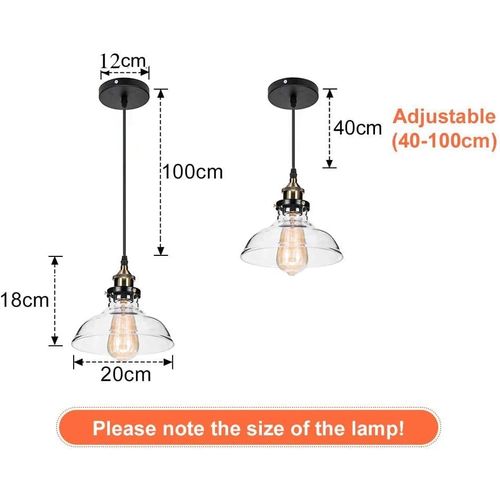 Suspension Luminaire Industrielle E27 Lustre Abat-jour En Verre Plafonnier Vintage Intérieur