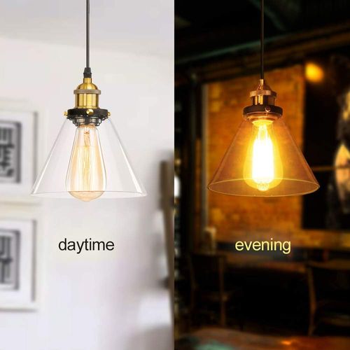 Lustre Suspension Industrielle E27 Luminaire Abat-jour En Verre Plafonnier Vintage Intérieur