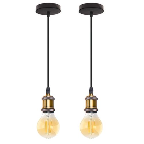 2 Pack Suspension Industrielle Vintage E27 Luminaire 100cm Pour Cuisine Chambre Bar Laiton