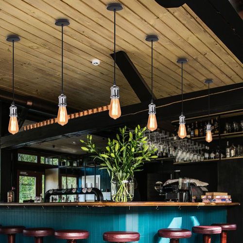 2 Pack Suspension Industrielle Vintage E27 Luminaire 100cm Pour Cuisine Chambre Bar Argente