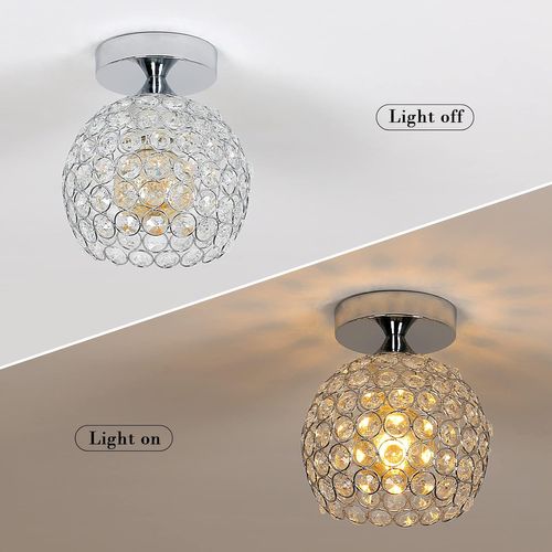 Plafonnier En Cristal 15cm Lampe De Plafond E27 Pour Salon Chambre Café Bar