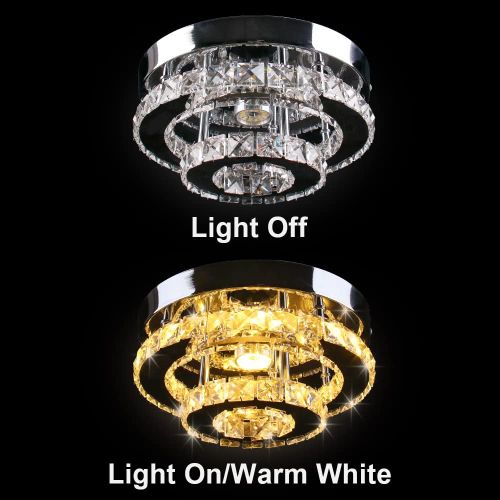Plafonnier Cristal LED 2 Couches Eclairage De Plafond Pour Couloir Escalier Salon Lumière Chaud