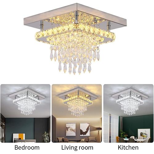 Plafonnier Moderne Cristal LED Lampe De Plafond Dimmable Pour Salon Chambre 3 Couleurs De Lumière