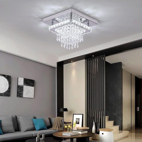 Plafonnier Moderne Cristal LED Lampe De Plafond Dimmable Pour Salon Chambre 3 Couleurs De Lumière