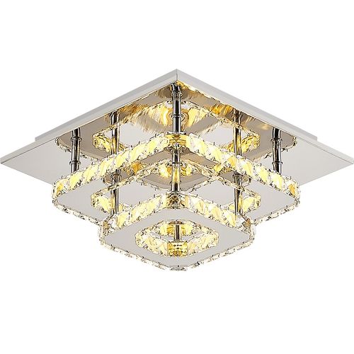 Plafonnier LED En Cristal 30cm Lampe De Plafond Moderne Double Couche Lumière Chaude