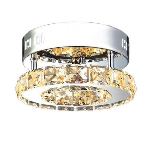 Plafonnier Cristal Rond Lustre Eclairage Lampe De Plafond Pour Entrée Salon Chambre Lumière Chaude