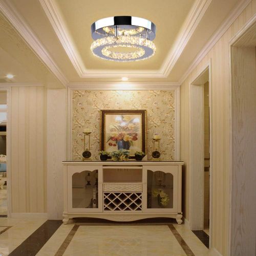 Plafonnier Cristal Rond Lustre Eclairage Lampe De Plafond Pour Entrée Salon Chambre Lumière Chaude