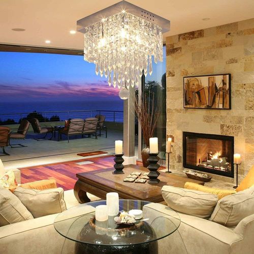 Plafonnier En Cristal LED Lustre Moderne Lampe De Plafond Pour Chambre Salon Couloir Lumière Chaude