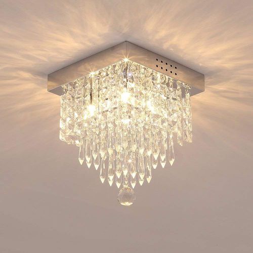 Plafonnier Cristal LED Lustre Moderne Lampe De Plafond Pour Chambre Salon Couloir Lumière Chaude