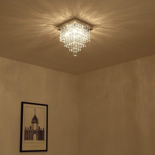 Plafonnier Cristal LED Lustre Moderne Lampe De Plafond Pour Chambre Salon Couloir Lumière Chaude
