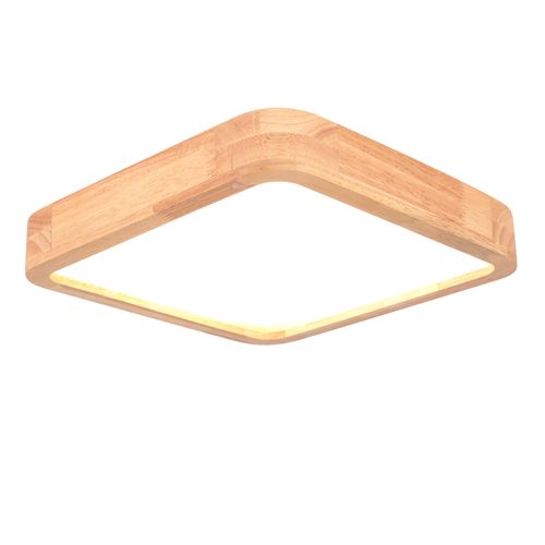 Plafonnier LED Bois Lampe De Plafond Carré 30cm Pour Salon Chambre Entrée Lumière Naturelle 4500k