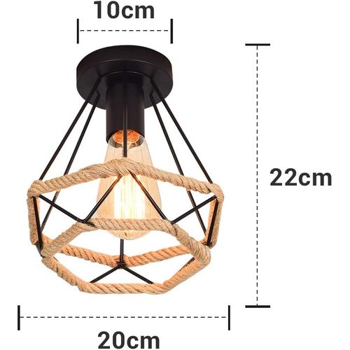 Plafonnier Industrielle Intérieur Lampe De Plafond Vintage Abat-jour Cage Métal Pour Maison Bar Café