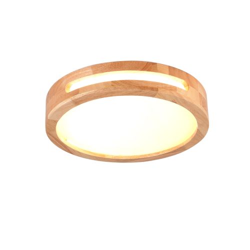 Plafonnier LED Bois 30cm Lampe De Plafond Rond Pour Salon Chambre Couloir 4500k Lumière Naturelle
