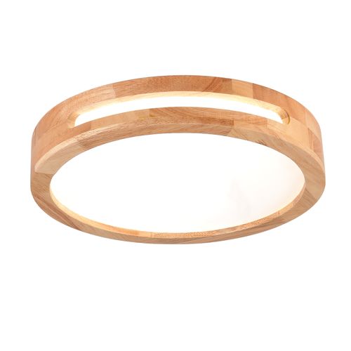 Plafonnier LED Bois 40cm Lampe De Plafond Rond Pour Salon Chambre Couloir 6000k Lumière Froide