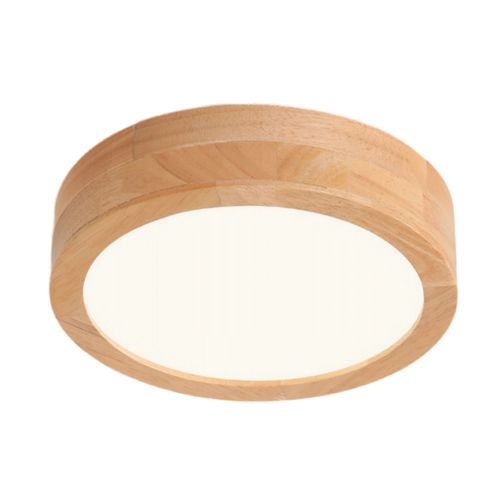 Plafonnier LED 12w 20cm Lampe De Plafond Rond Bois Pour Cuisine Couloir Chambre Lumière Naturelle