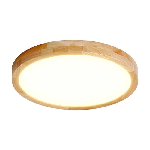 Plafonnier LED 24w 30cm Lampe De Plafond Rond Bois Pour Cuisine Couloir Chambre Lumière Naturelle