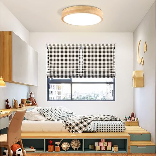 Plafonnier LED 24w 30cm Lampe De Plafond Rond Bois Pour Cuisine Couloir Chambre Lumière Naturelle