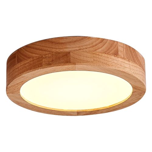 Plafonnier LED En Bois Lampe De Plafond Moderne Rond 20cm Pour Salon Chambre Couloir Lumière Chaude