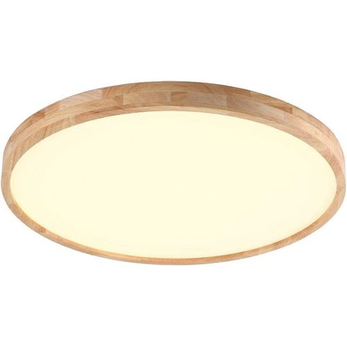 Plafonnier LED En Bois Lampe De Plafond Moderne Rond 40cm Pour Salon Chambre Couloir Lumière Chaude