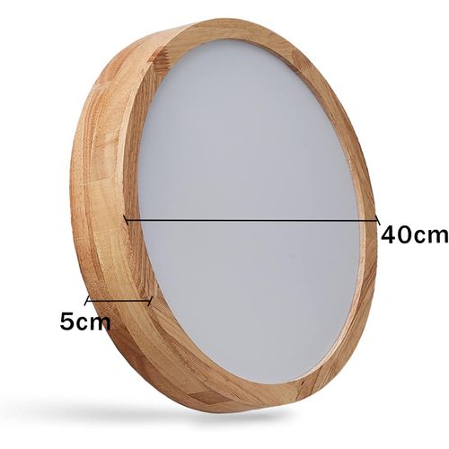 Plafonnier LED En Bois Lampe De Plafond Moderne Rond 40cm Pour Salon Chambre Couloir Lumière Froide