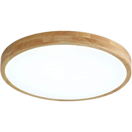 Plafonnier LED En Bois Lampe De Plafond Moderne Rond 40cm Pour Salon Chambre Couloir Lumière Froide