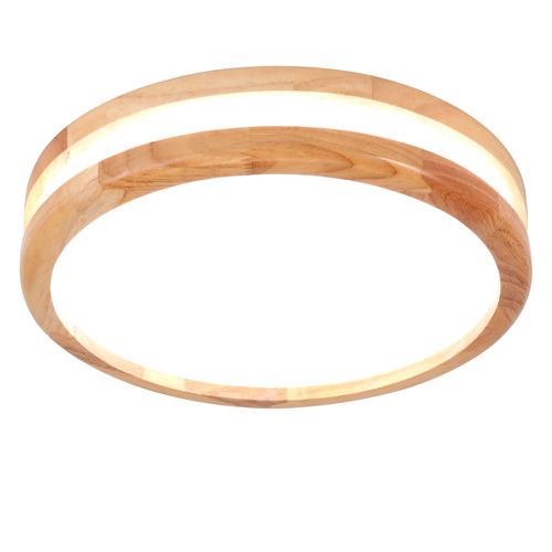 Plafonnier LED Bois Rond 30cm Éclairage De Plafond Pour Chambre Salon Couloir Lumière Naturelle