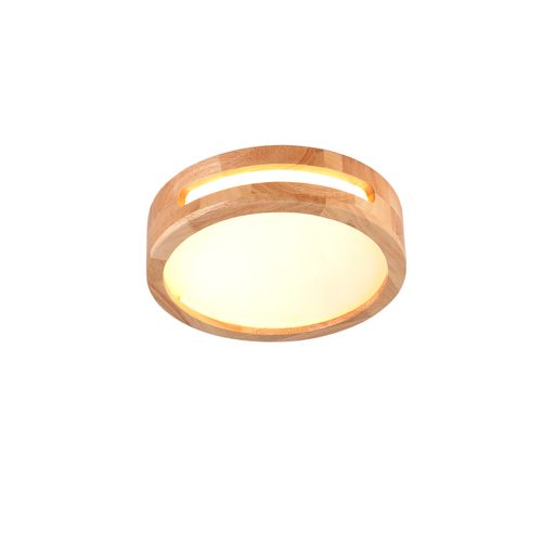 Plafonnier LED Bois 20cm Lampe De Plafond Rond Pour Salon Chambre Couloir 3000k Lumière Chaude