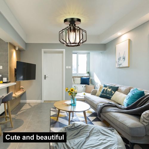 Plafonnier Moderne En Cristal Lampe De Plafond E27 Pour Salon Chambre Cuisine Couloir Noir