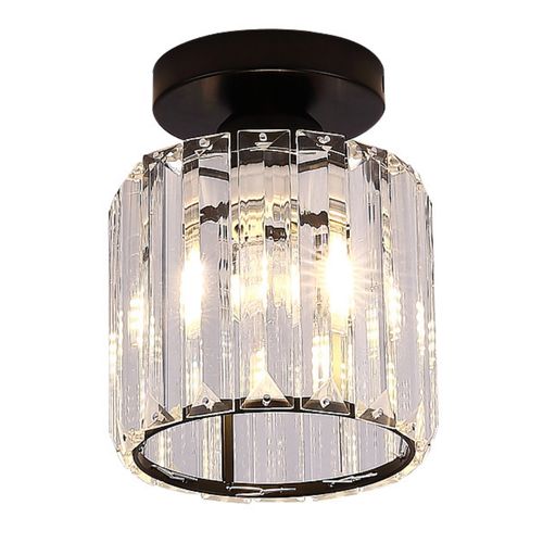 Plafonnier Moderne E27 Lustre Abat-jour En Cristal Métal Éclairage De Plafond Pour Chambre Noir